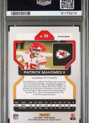 Patrick Mahomes II 2021 Panini Prizm #190 Red Ice PSA9 MINT Chiefs