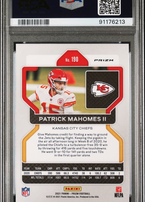 Patrick Mahomes II 2021 Panini Prizm #190 Red Ice PSA9 MINT Chiefs