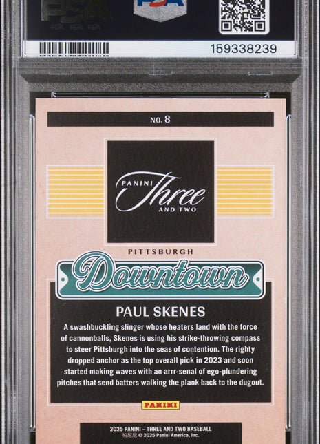 Paul Skenes 2025 Panini Three And Two #8 Downtown Case Hit SSP PSA8 NM-MT