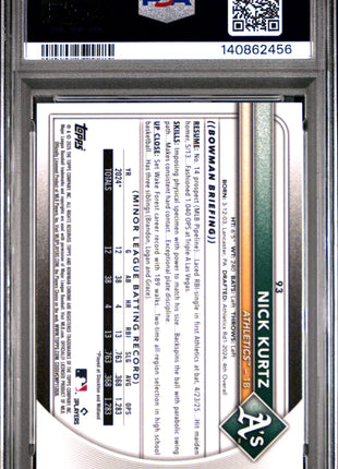Nick Kurtz 2025 Bowman Chrome #93 Aqua Geometric /125 Rookie RC PSA10 GEM MT