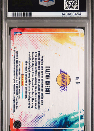 Dalton Knecht 2024-25 Panini One And One #6 Black Color Blast RC PSA10 GEM MT