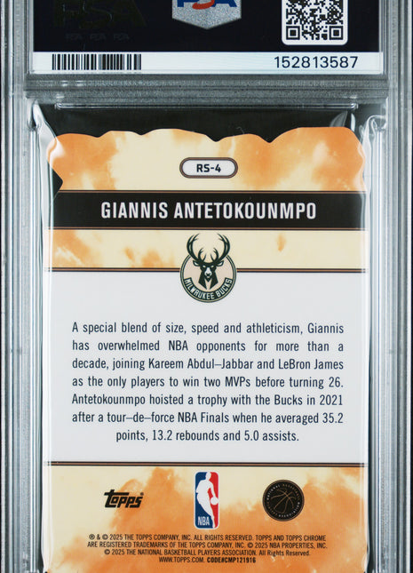 Giannis Antetokounmpo 2025-26 Topps Chrome #RS-4 Rock Stars SSP PSA10 GEM MT