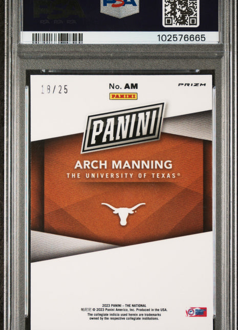 Arch Manning 2023 Panini National Silver Pack #AM Marketing /25 SSP PSA9 MINT