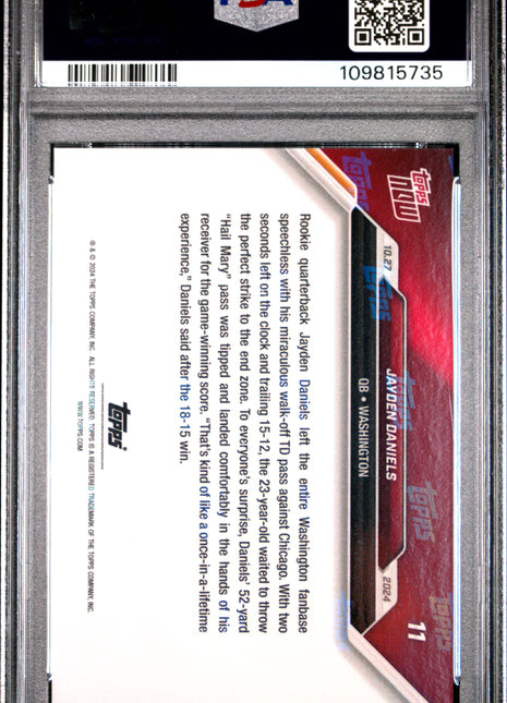 Jayden Daniels 2024 Topps Now #11 Hail Mary RC PSA10 GEM MT