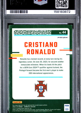 Cristiano Ronaldo 2023-24 Panini Donruss FIFA #44 Optic Argyle SSP PSA8 NM-MT