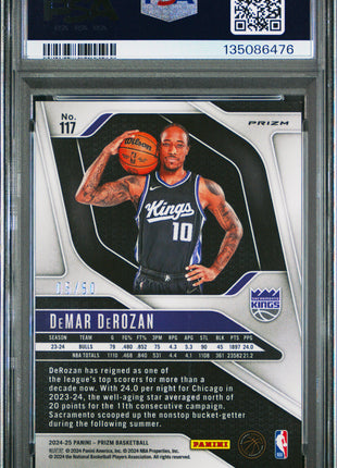 DeMar DeRozan 2024-25 Panini Prizm #117 Pink Fast Break /50 PSA10 GEM MT Kings