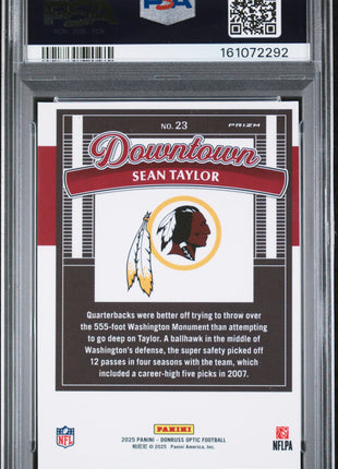 Sean Taylor 2025 Panini Donruss Optic #23 Downtown Case Hit SSP PSA8 NM-MT