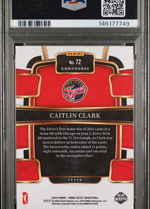 Caitlin Clark 2024 Panini Select WNBA Concourse #72 Rookie RC PSA10 GEM MT Fever