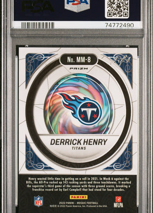 Derrick Henry 2022 Panini Mosaic Men Of Mastery Black Mosaic 1/1 PSA10 GEM MT