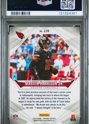 Marvin Harrison Jr. 2024 Panini Phoenix #226 Lazer RC PSA10 GEM MT Cardinals