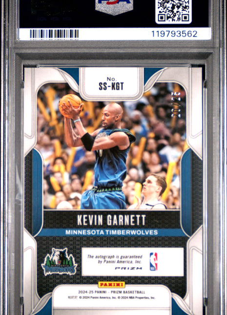 Kevin Garnett 2024-25 Prizm #SSKGT Sensational Sigs Mojo /25 Auto PSA10 GEM MT