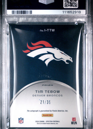 Tim Tebow 2024 Panini Spectra #ITTW Icons Autographs /35 Auto PSA8 NM-MT Broncos