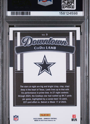 Ceedee Lamb 2025 Panini Donruss #9 Downtown Case Hit SSP PSA10 GEM MT