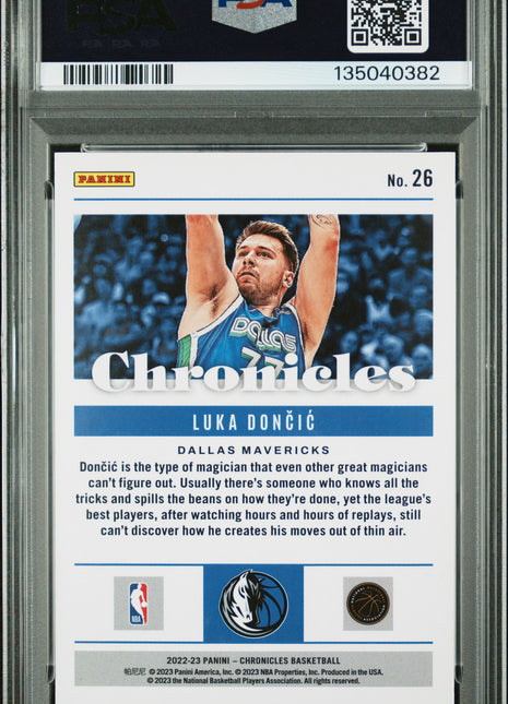 Luka Doncic 2022-23 Panini Chronicles #26 Gold /10 SP PSA9 MINT Mavericks