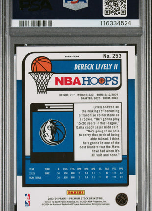 Dereck Lively II 2023-24 Panini Hoops Premium Stock #253 Ice RC PSA10 GEM MT