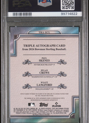 Paul Skenes/D Crews/W Langford 2024 Bowman Sterling Triple /25 Auto PSA9/10 MINT