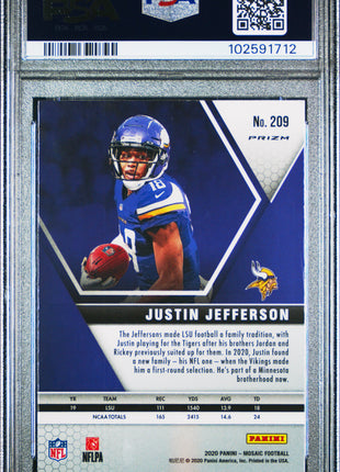 Justin Jefferson 2020 Panini Mosaic #209 Red Green Choice RC PSA10 GEM MT