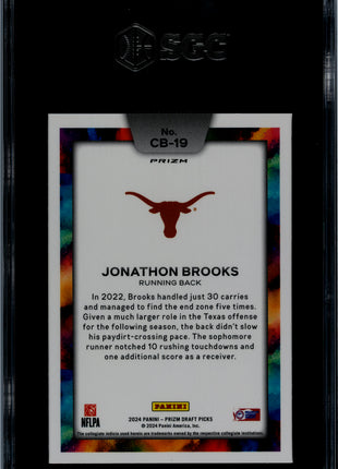 Jonathon Brooks 2024 Panini Prizm DP #CB-19 Black Color Blast SSP SGC9.5 MINT+
