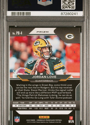 Jordan Love 2020 Panini Chronicles #PB4 Prizm Black Silver RC PSA9 MINT
