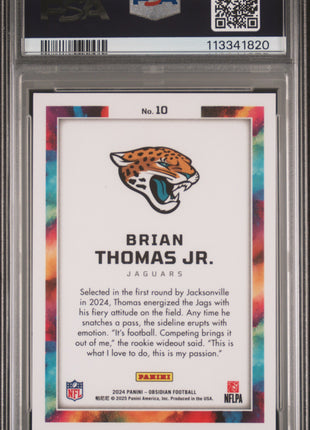 Brian Thomas Jr. 2024 Panini Obsidian #10 Black Color Blast RC SSP PSA10 GEM MT