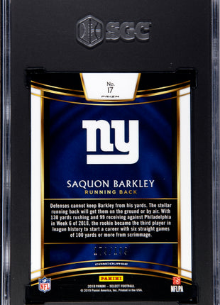 Saquon Barkley 2018 Panini Select #17 Tri-Color Prizm /199 RC SGC9.5 MINT+