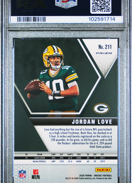 Jordan Love 2020 Panini Mosaic #211 Red Green Choice RC PSA10 GEM MT