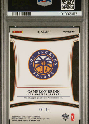 Cameron Brink 2024 Panini Select WNBA Signatures Blue Prizm /49 Auto PSA9 MINT