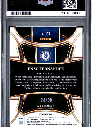 Enzo Fernandez 2023-24 Panini Select FIFA #107 Tie Dye /30 SSP PSA10 GEM MT