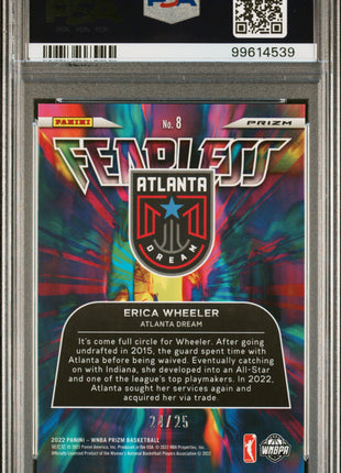 Erica Wheeler 2022 Panini Prizm WNBA #8 Fearless Green Pulsar /25 PSA10 GEM MT