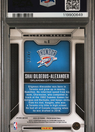 Shai Gilgeous-Alexander 2024-25 Prizm Global Reach Purple Pulsar /35 PSA9 MINT
