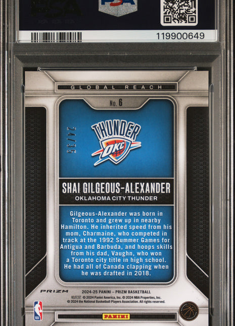 Shai Gilgeous-Alexander 2024-25 Prizm Global Reach Purple Pulsar /35 PSA9 MINT