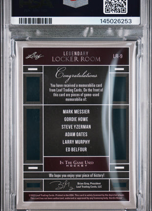 Gordie Howe 2022 Leaf In The Game Used 8-Patch Silver Sparkle /15 PSA8 NM-MT