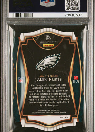 Jalen Hurts 2020 Panini Select #150 Die-Cut Light Blue Prizm RC PSA10 GEM MT