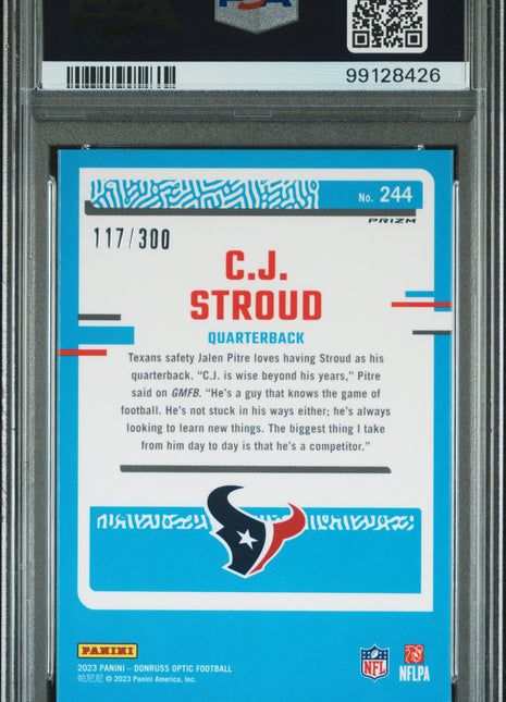 CJ Stroud 2023 Donruss Optic #244 Wave /300 Rated Rookie RC PSA10 GEM MT Texans