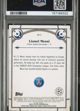 Lionel Messi 2021-2022 Topps Merlin Chrome UEFA Prophecy Fulfilled PSA10 GEM MT