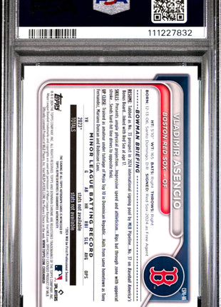 Vladimir Asencio 2024 Bowman Chrome Sapphire #VA Green /99 Auto PSA9 MINT