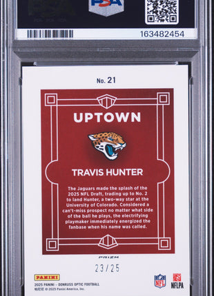 Travis Hunter 2025 Panini Donruss Optic Uptown White Pandora /25 RC PSA8 NM-MT