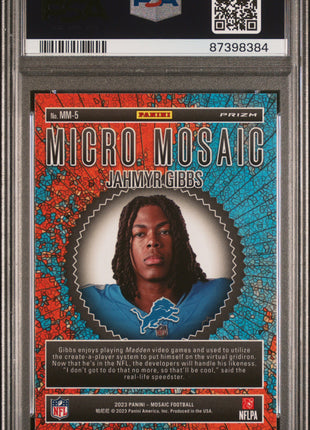 Jahmyr Gibbs 2023 Panini Mosaic #MM5 Micro Mosaic RC SSP Case Hit PSA10 GEM MT