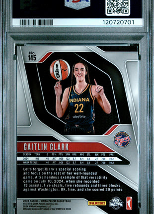 Caitlin Clark 2024 Panini Prizm WNBA #145 Rookie RC PSA8 NM-MT Fever