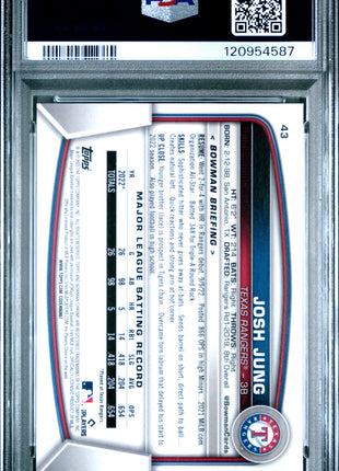 Josh Jung 2023 Bowman Mega Box #43 Gold Refractor /50 RC PSA10 GEM MT