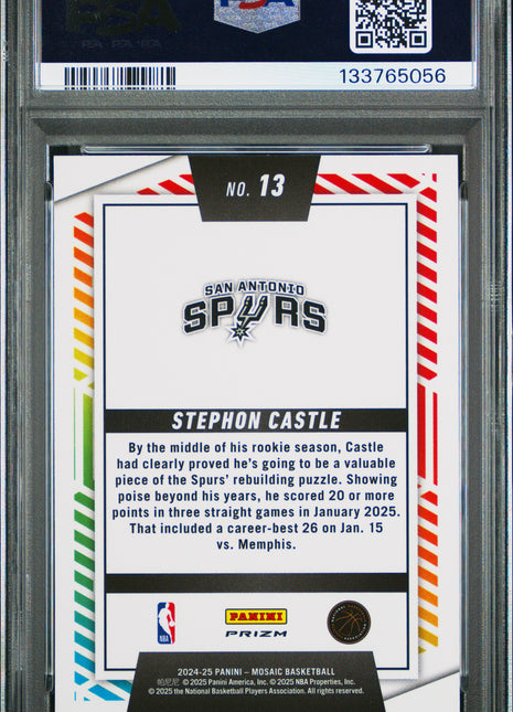 Stephon Castle 2024-25 Panini Mosaic #13 Razzle Dazzle SSP RC PSA10 GEM MT