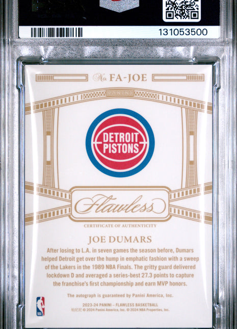 Joe Dumars 2023 Panini Flawless #FAJOE Flawless Achievements /25 Auto PSA9 MINT
