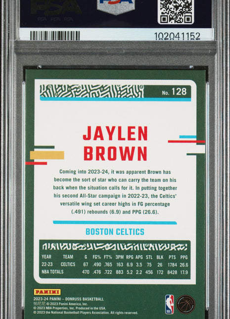 Jaylen Brown 2023-24 Panini Donruss #128 Black Gold Choice /8 PSA9 MINT Celtics