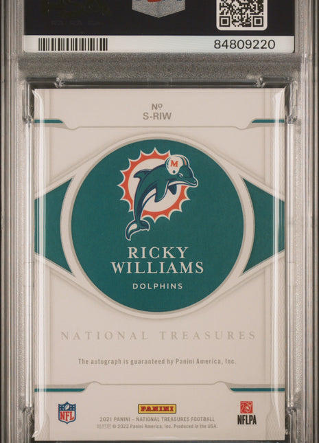 Ricky Williams 2021 National Treasures #SRIW Signatures Silver Auto PSA10 GEM MT