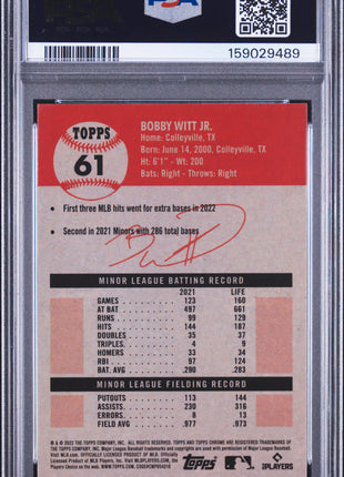 Bobby Witt Jr. 2022 Topps Chrome Platinum Anniversary #61 RC PSA9 MINT