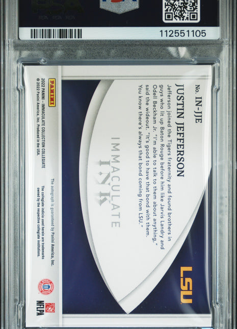 Justin Jefferson 2022 Panini Immaculate Collegiate Ink /99 Auto PSA9/10 MINT