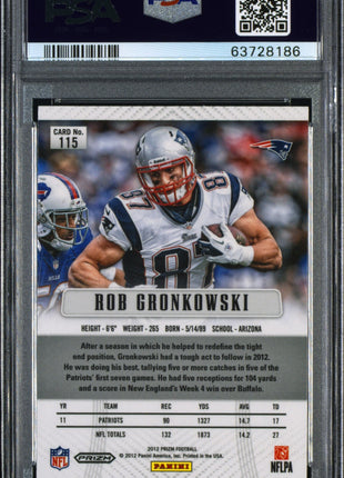 Rob Gronkowski 2012 Panini Prizm #115 Silver Prizm SP PSA10 GEM MT Patriots