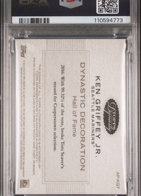 Ken Griffey Jr. 2016 Topps Dynasty #APKG7 Game Worn Patch /5 Auto PSA8 NM-MT