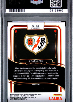 Unai Lopez 2024-25 Panini Select La Liga #129 Zebra Prizm SSP PSA10 GEM MT