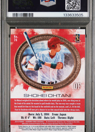 Shohei Ohtani 2018 Panini Diamond Kings #76 Facing Right Red Frame RC PSA9 MINT